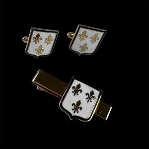 Vintage Mr Tara Heraldic Coat of Arms of the Kings of France Cufflinks Tie Bar